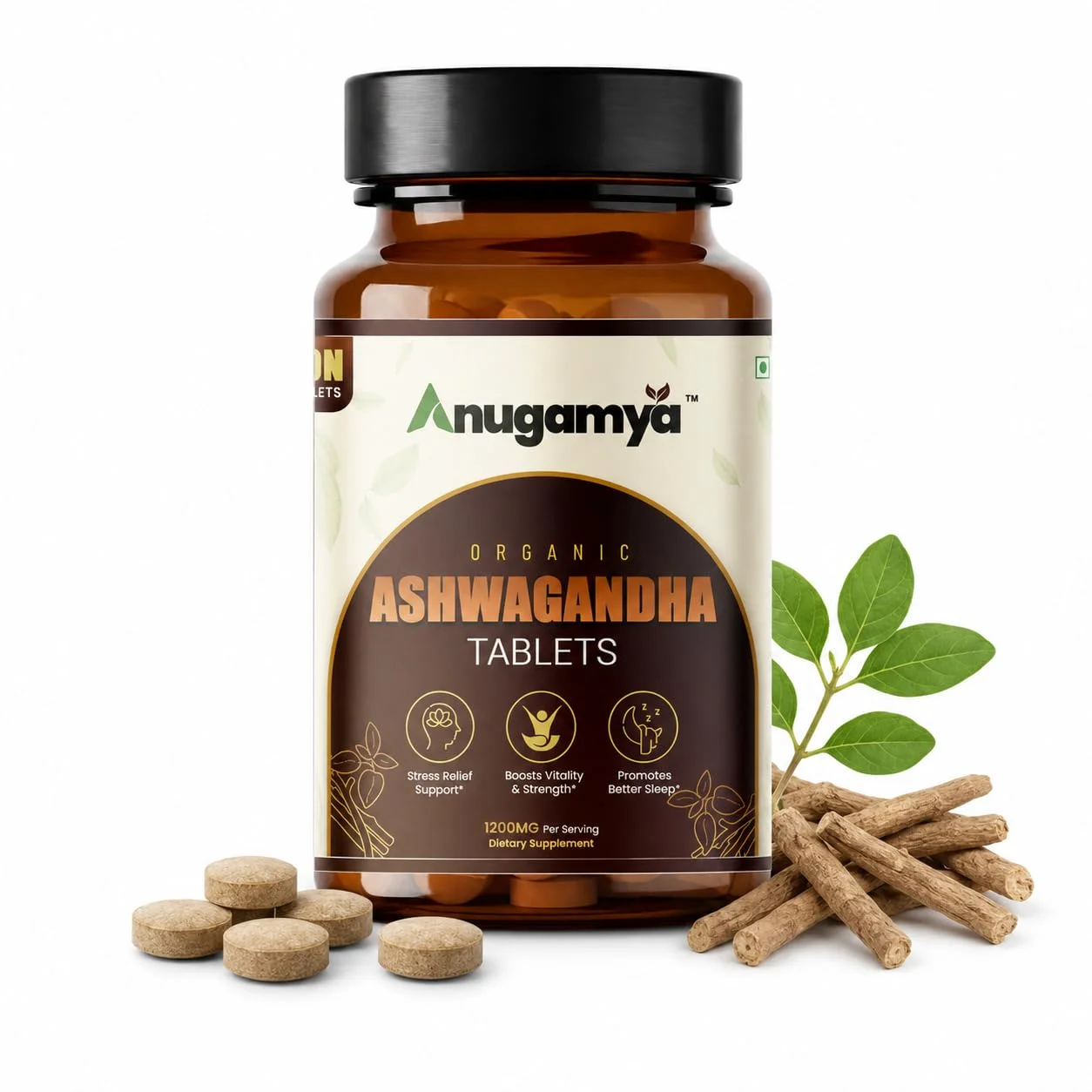 Anugamya Organic Ashwagandha Tablets for Natural Wellness Support